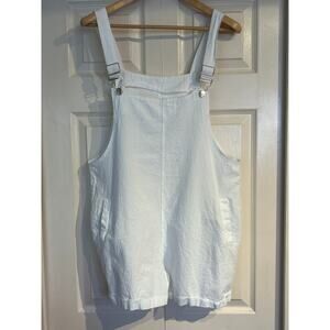 Cotton Linen White Overall Shorts